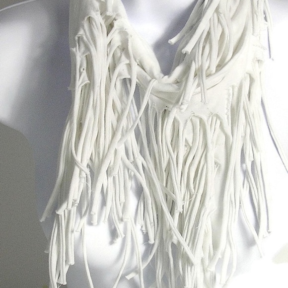 Black Cotton Fringed Infinity Scarves Fringe Scarf - Picture 2 of 2